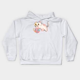 Calico Cat Playing With Yarn Kids Hoodie